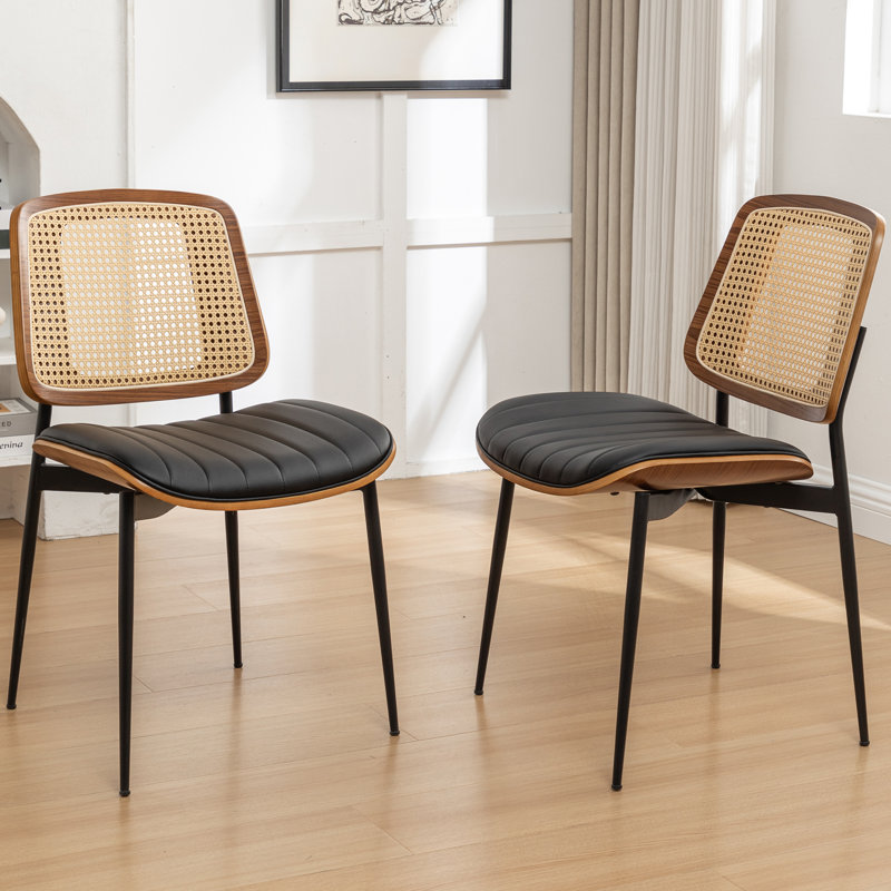 Chaises de salle à manger rembourrées Shrihan, Noir, noir, noir, noir
