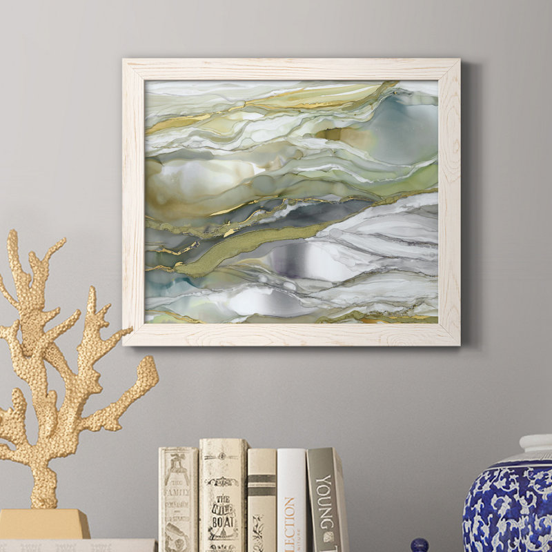Verre marbré I - reproduction d'art sur toile, H 24 po x l 18 po x P 1,5 po, Blanc