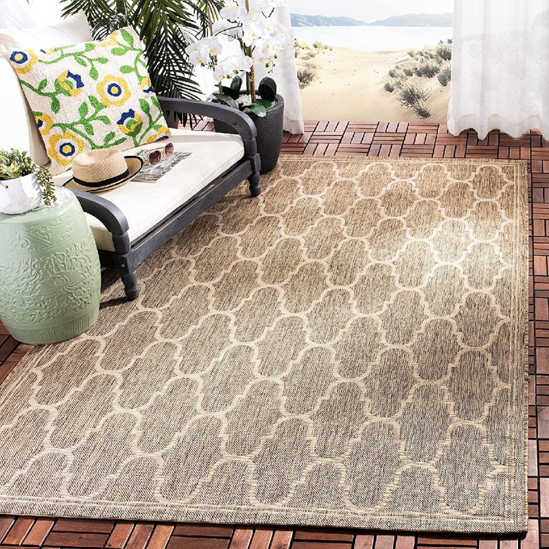 Tapis d'intérieur / extérieur à motif géométrique Herefordshire Performance, Rectangle 6 pi 7 po x 9 pi 6 po