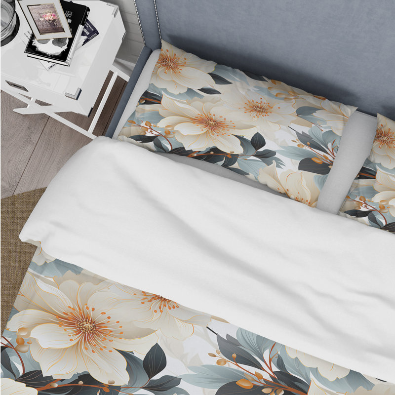 Ensemble de housse de couette Delicate Magnolia Dreams III, Housse de couette pour très grand lit et 2 très