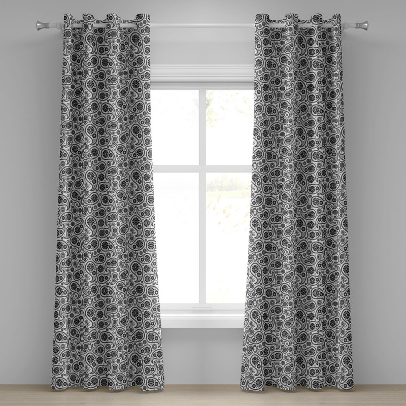 Rideau décoratif à rideaux et œillets 2 panneaux Dakota Fields, 50 po x 96 po, noir et blanc, L 50 po x L 120 po