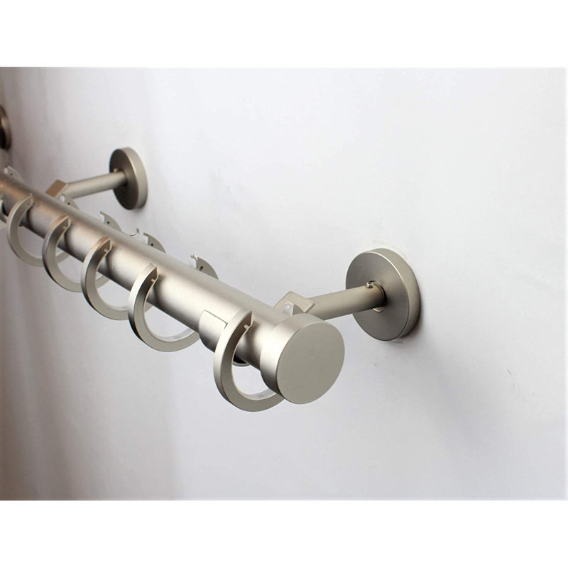 4'' Overall Width Single Curtain Rod, 95" H x 4" W x 4" D, Pewter