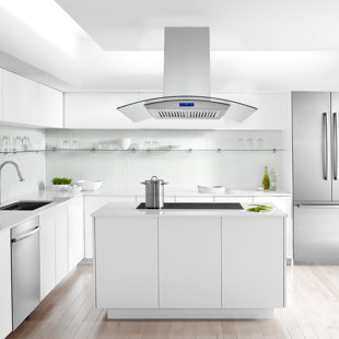 Tieasy 36" Stainless Steel 700 CFM Convertible Island Range Hood with Baffle Filter