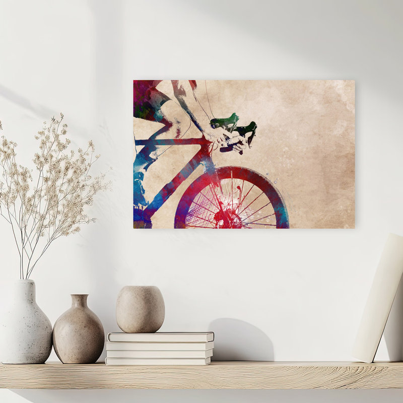 «Vibrant Cycling Motion», art mural contemporain, 12" H x 18" W