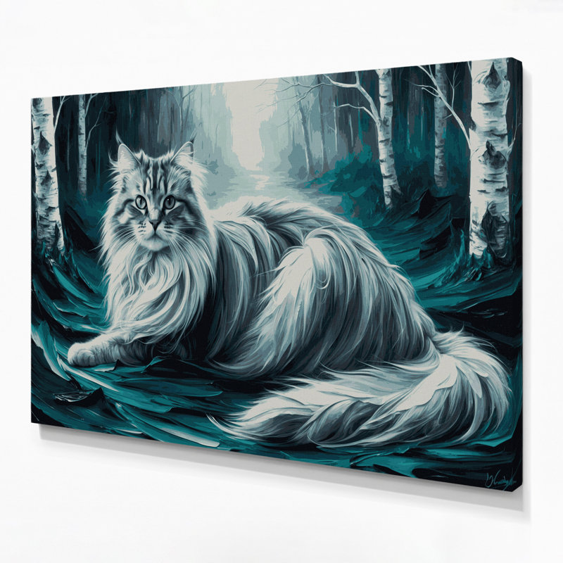 Chats, forêt norvégienne, chat, toile grise, art mural, H 12 po x l 18 po