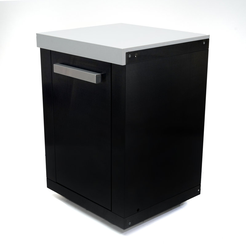 Mont Alpi MA-EXC-BSS Extra Storage Right Cabinet Module with Shelves for MAI805-BSS Outdoor Kitchen Island Grills - Black Stainless Steel + Granite Countertop - adds Storage & Counter Space