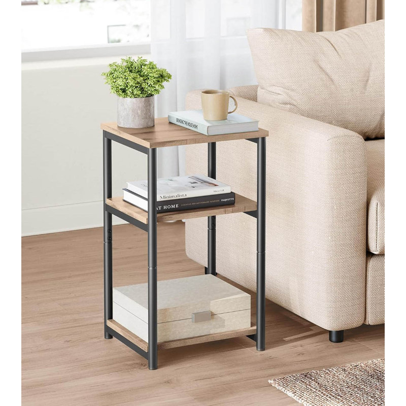End Table, Ink Black, Camel Brown