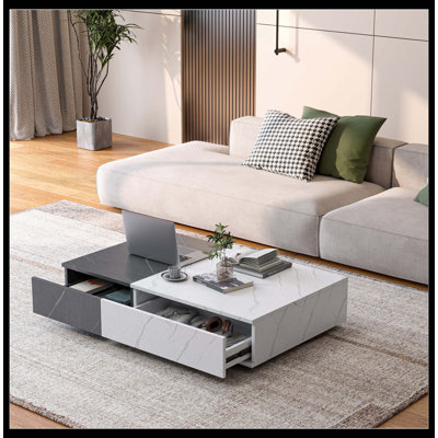 Table basse moderne et noire avec deux espaces de rangement