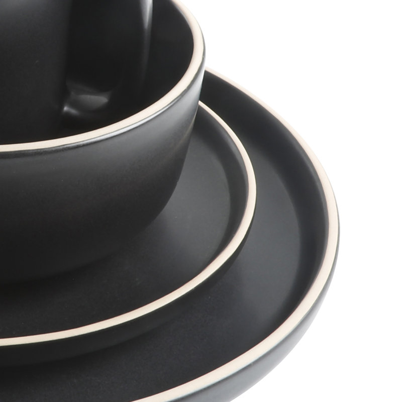 Zuma 16 Piece Dinnerware Set, Service for 4, Black