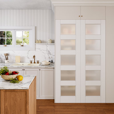 Porte standard en bois massif givré blanc 5 pièces