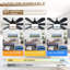 Grand ventilateur de plafond 60 pales 60 po avec 6 lumières et abat-jour en tissu
