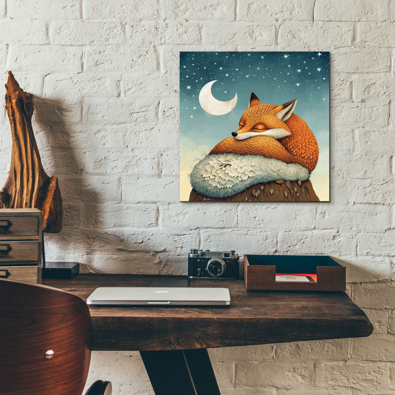 Art mural en verre Goodnight Fox par Momart, H 12 po x l 12 po x P 0,13 po