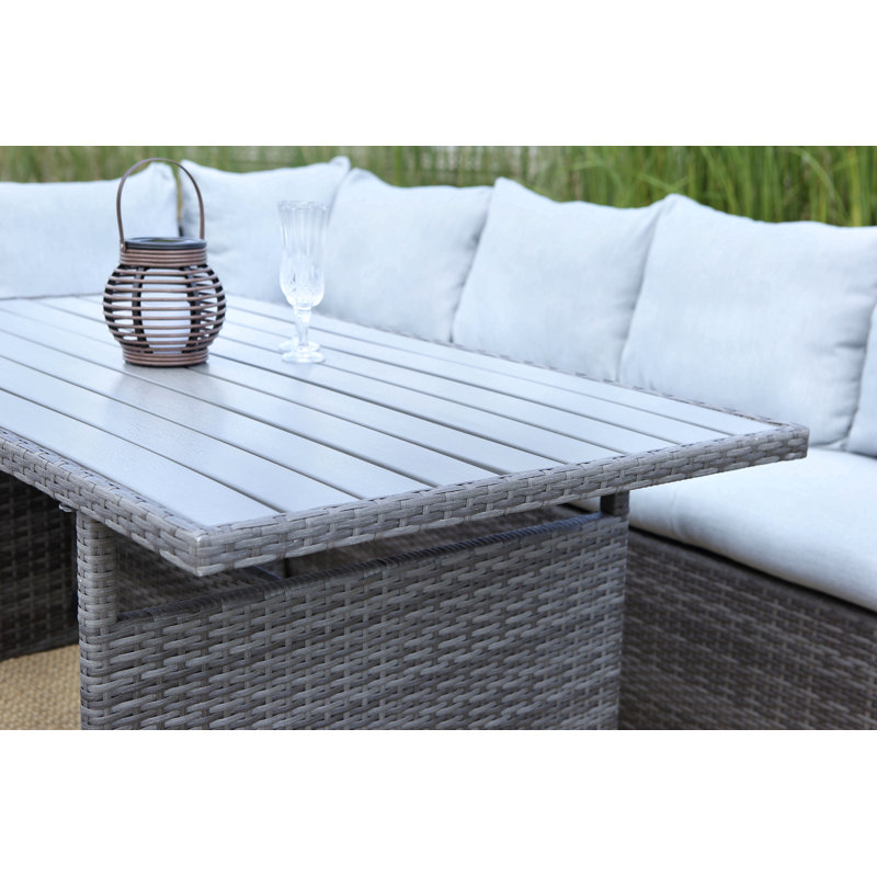 Ensemble de canapé modulaire en rotin 7 pièces avec coussins 7 pièces Pe Rattan Wicker, Gris