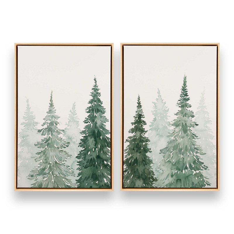 Whispering Spruce Shadows, ensemble de 2, H 37 po x l 50 po, Cadre américain en érable flottant