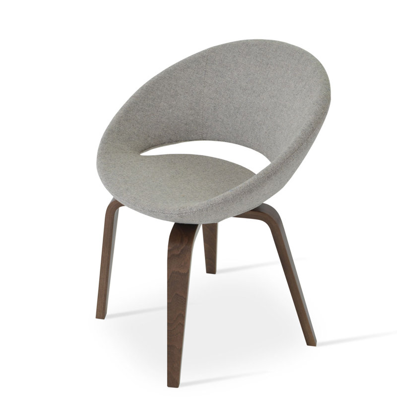 Crescent Plywood 23.75" Wide Papasan Chair, American Walnut, Bone Faux Leather