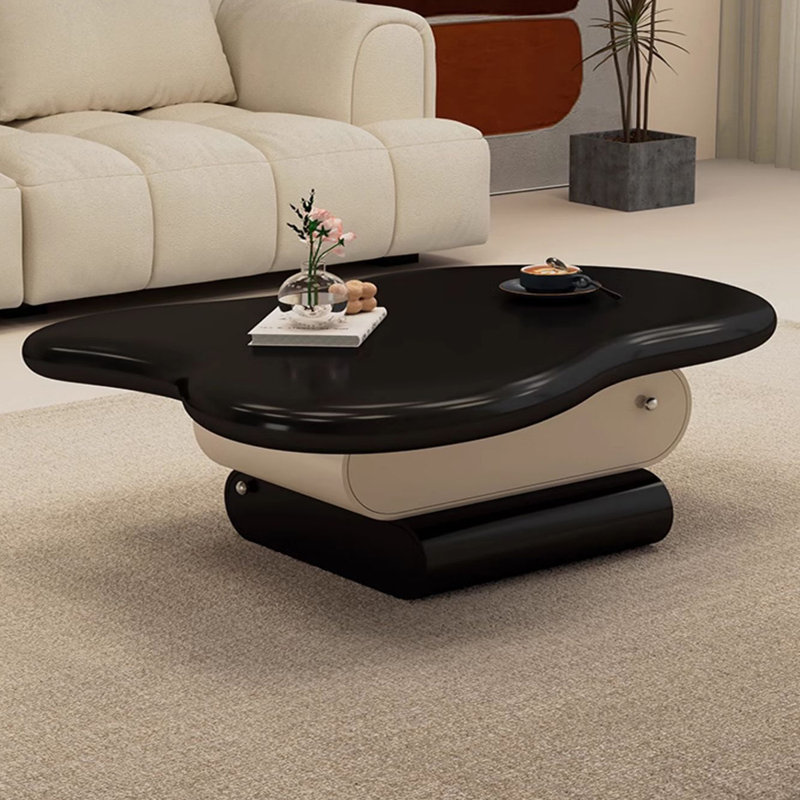 Table basse à piédestal avec rangement, H 14,2 po x L 51,2 po x l 23,6 po, Noir