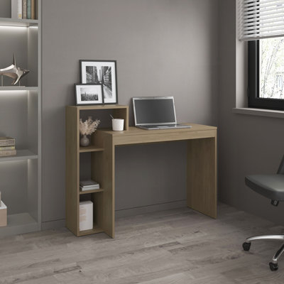 Bureau d'ordinateur, 3 tablettes, pin clair