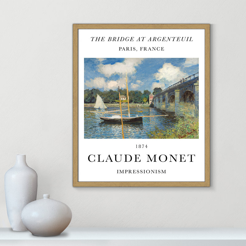 Pont à Argenteuil par Claude Monet, Cadre photo naturel naturel, Non, H 25,5 po x l 21,5 po x P 0,75 po