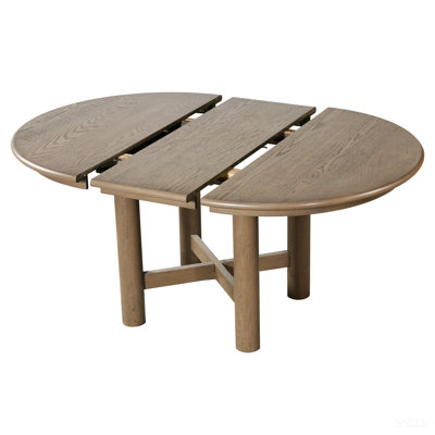 Wood Extendable Oval Dining Table, 47" to 63" with 16" Removable Leaf, Solid Wood Legs, Seats 4-6 People for Dining Room & Kitchen
