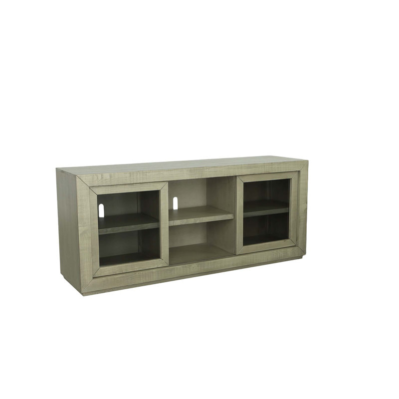 Palisades 74'' Gray-Beige Pine Wood Media Console