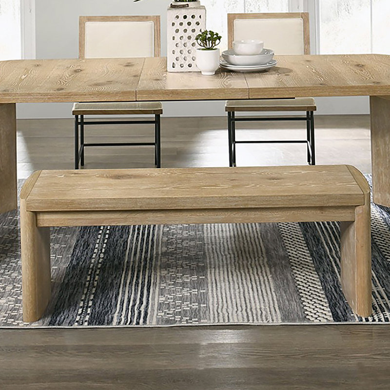 Banc de salle à manger en bois avec coins arrondis en chêne