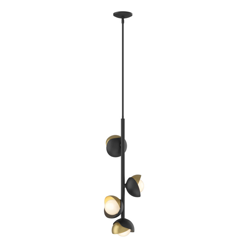 Luminaire suspendu grappe linéaire à 4 lumières Brooklyn, Laiton moderne, Noir