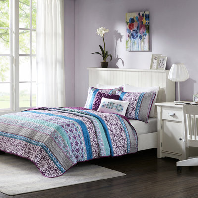 Courtepointe réversible en mauve - Ensemble de literie de chambre à coucher Flair