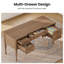 Bureau de direction 59,1 po en bois avec 4 tiroirs, bureaux de maison de campagne avec tablette de rangement-1078195122