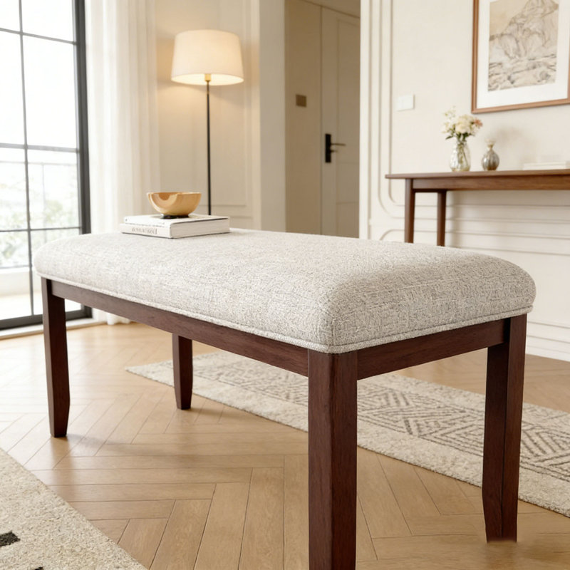 Banc rembourré pour chambre à coucher, Merisier