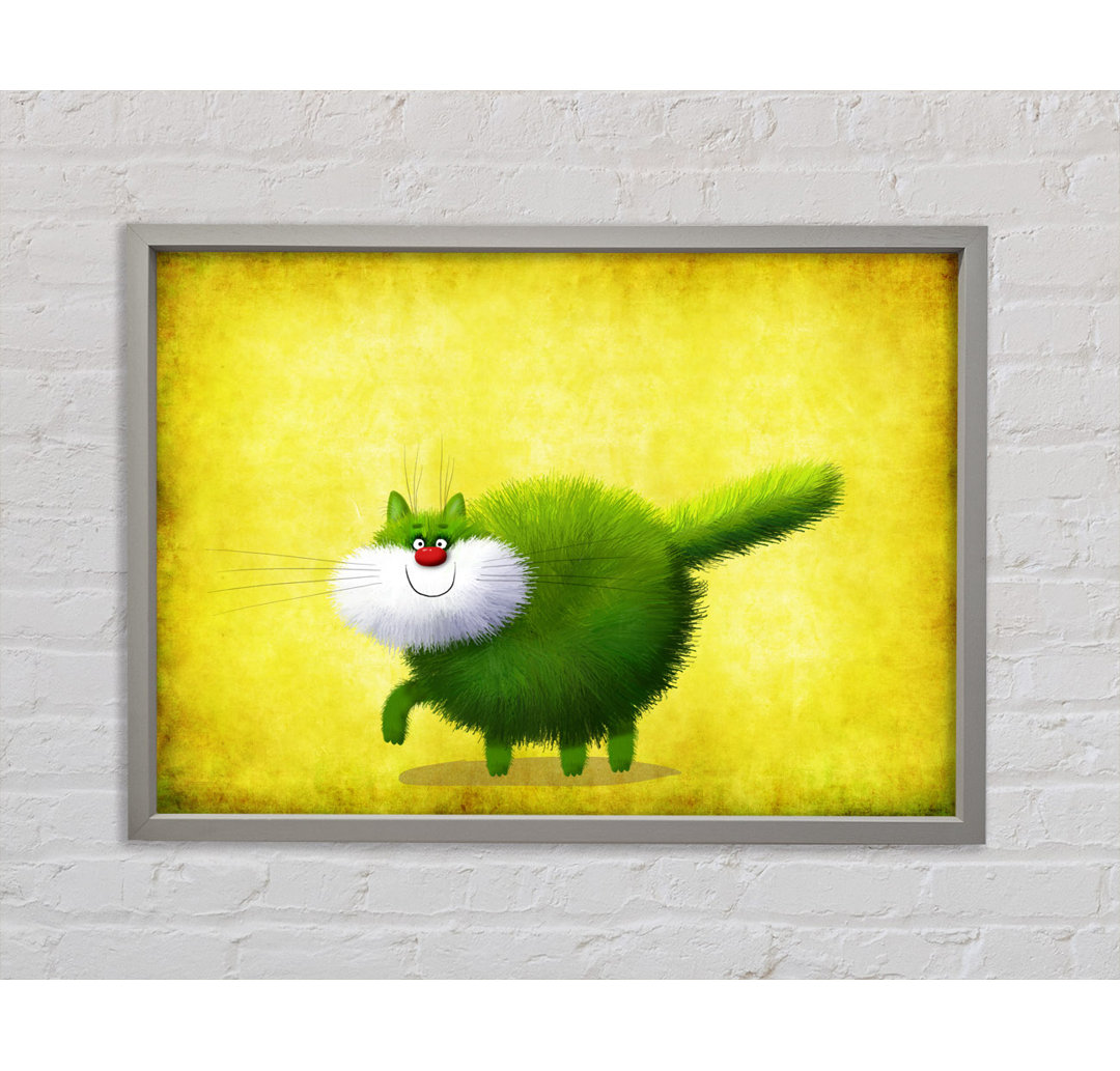 The Green Fuzzy Cat - Einzelne Bilderrahmen Kunstdrucke auf Leinwand