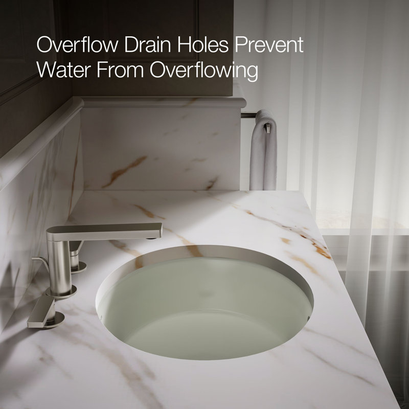 Verticyl Ceramic Oval Undermount Bathroom Sink with Overflow, Dune