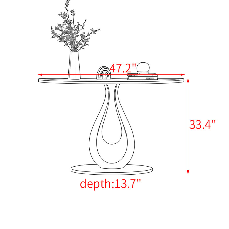 Console Neuman 47,2 po, 33,4 po H x 47,2 po L x 13,7 po P, Gris