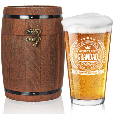 Grandad Gifts,Grandad Beer Glass in Barrel Box-450ml