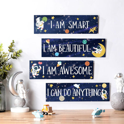 Kids Space Wall Decor With Led Lights 4 Piece Set