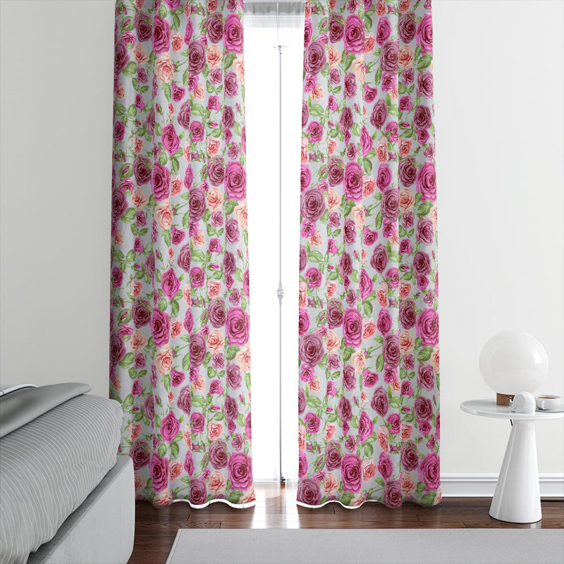 Panneau de rideau floral semi-transparent, L 40 po x L 82 po
