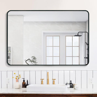 Miroir mural de salle de bain 30X40 pouces avec cadre en métal noir