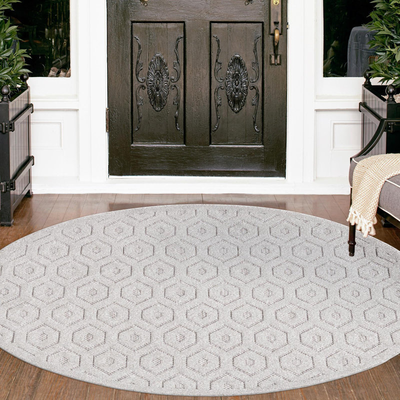 Tapis intérieur / extérieur gris Heckman, Rond 4 pi
