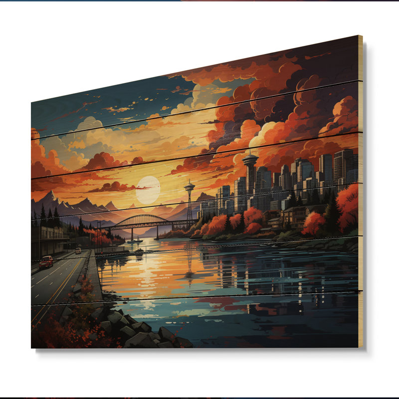 " City Vancouver Sunset Popart ", 10" H x 20" W x 0.78" D