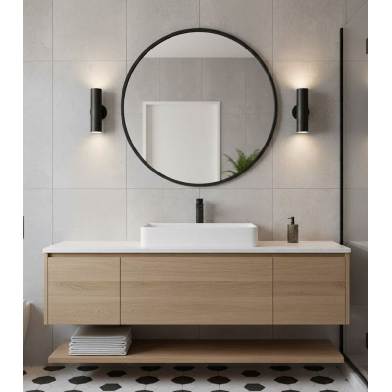 Miroir Evans, 32" x 32", Noir