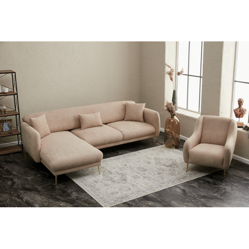 Darron 4 Seater Sleeper, Beige Gold