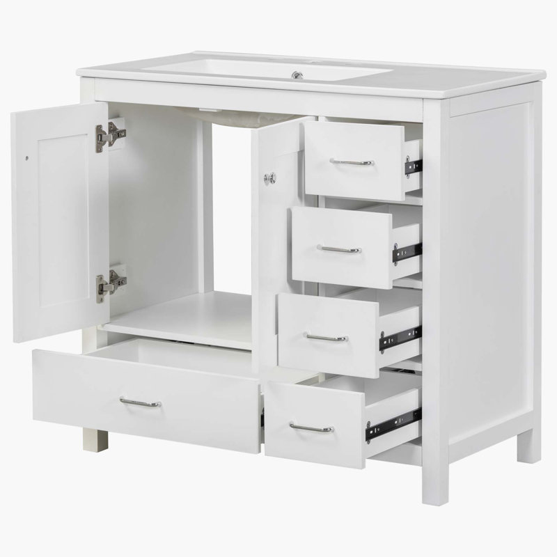 Meuble-lavabo 36 po avec lavabo en céramique, Blanc