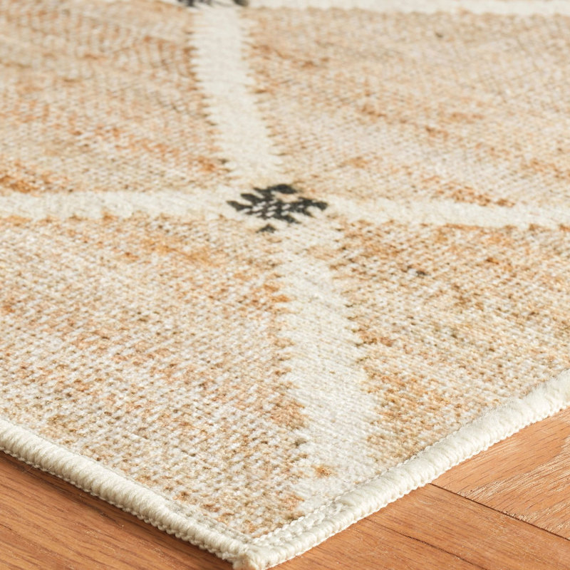 Kali Natural Machine Printed Washable Rug, Rectangle 2' x 3'