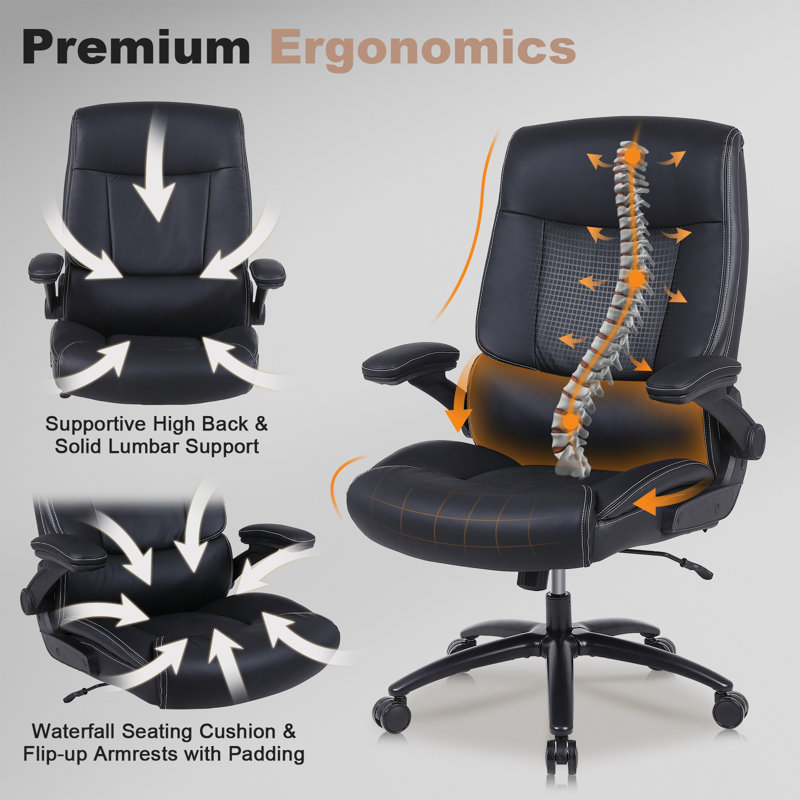 Executive Office Chair, Ergonomic Office Chair, High Back, Height Adjustable, Comfortable Swivel Chair With Headrest, Suitable For Computer Desk, Office Desk,Black