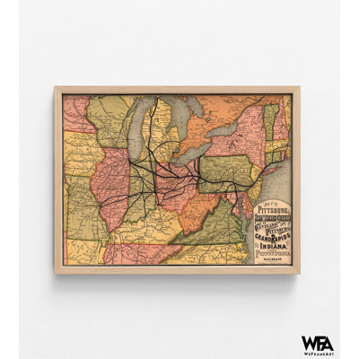 Pittsburgh, Fort Wayne et Chicago, Cleveland et Pittsburgh, Grand Rapids, Indiana et Pennsylvanie, États-Unis, carte, carte colorée antique