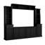 Grand meuble télé noir avec tablettes réglables et grand espace de rangement, convenant à un meuble télé contemporain de 75 po pour téléviseur, noir, hauteur de rangement personnalisable