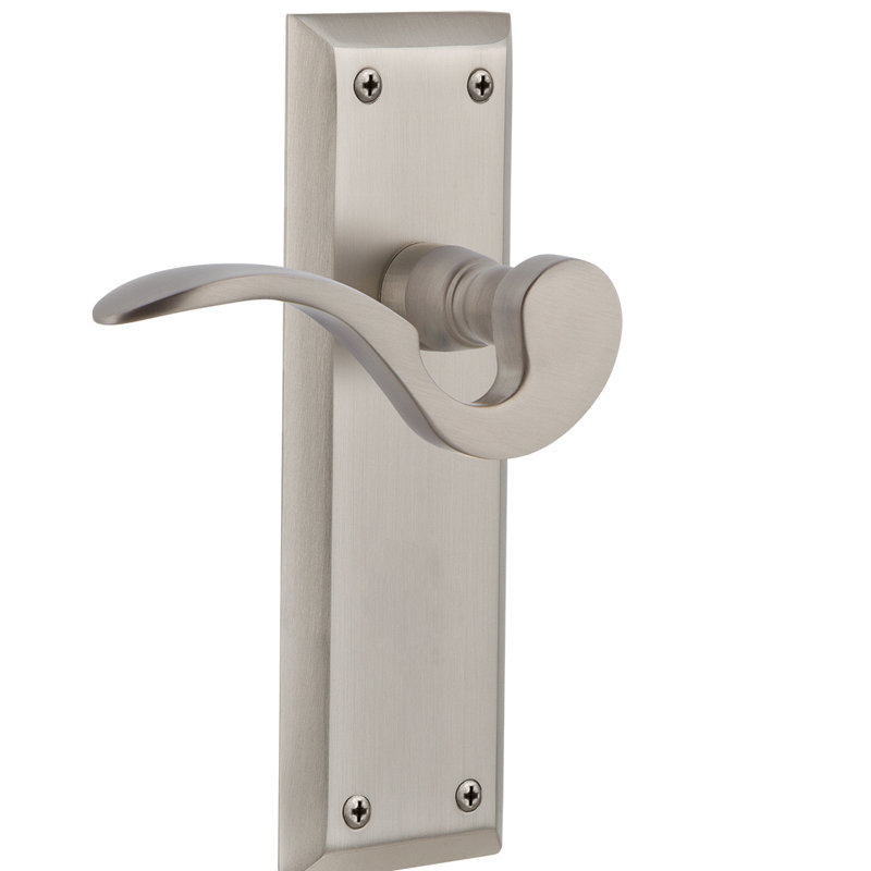 New York Plate Passage (Hall & Closet) with Manor Lever, Satin Nickel, 2.375"
