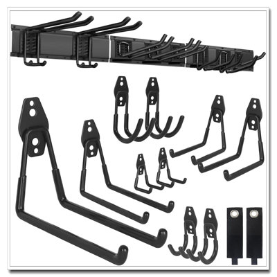 48-Inch Garden Tool Organizer With 18 Hooks 3 Rails, Heavy Duty Wall Mount Storage Rack For Garage Shed