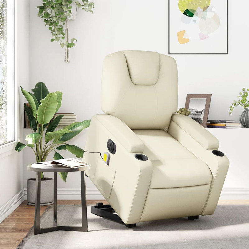 Fauteuil de massage en faux cuir, Similicuir crème