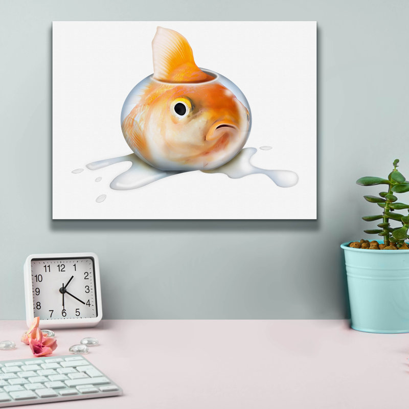  «Goldfish In Small Fish Tank» par John Hovenstine, art mural sur toile, 16 po x 12 po