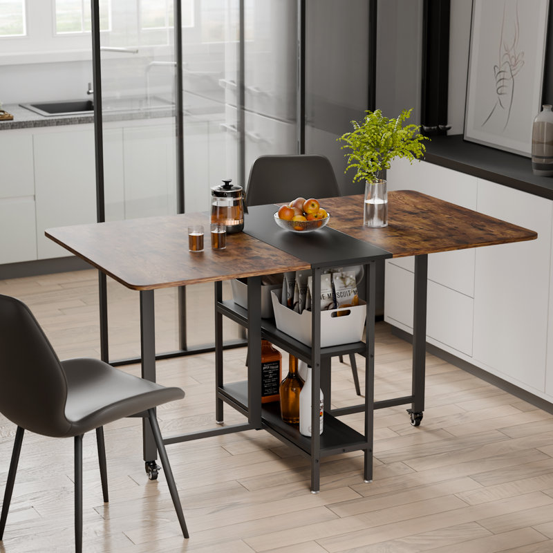 Rectangular Folding Table, 75cm H x 140cm W x 80cm D, Rustic Brown/Black